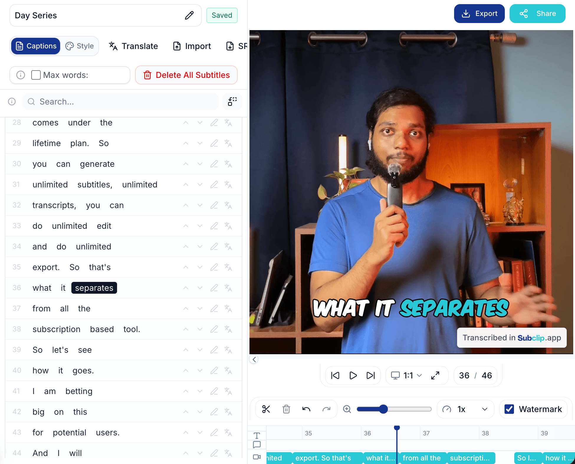 Man talking on a microphone in a podcast setup